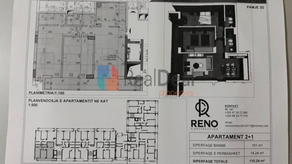 Tek Hipoteka Shitet Super Apartament 2+1+2, Cmim Kleringu - 115m2